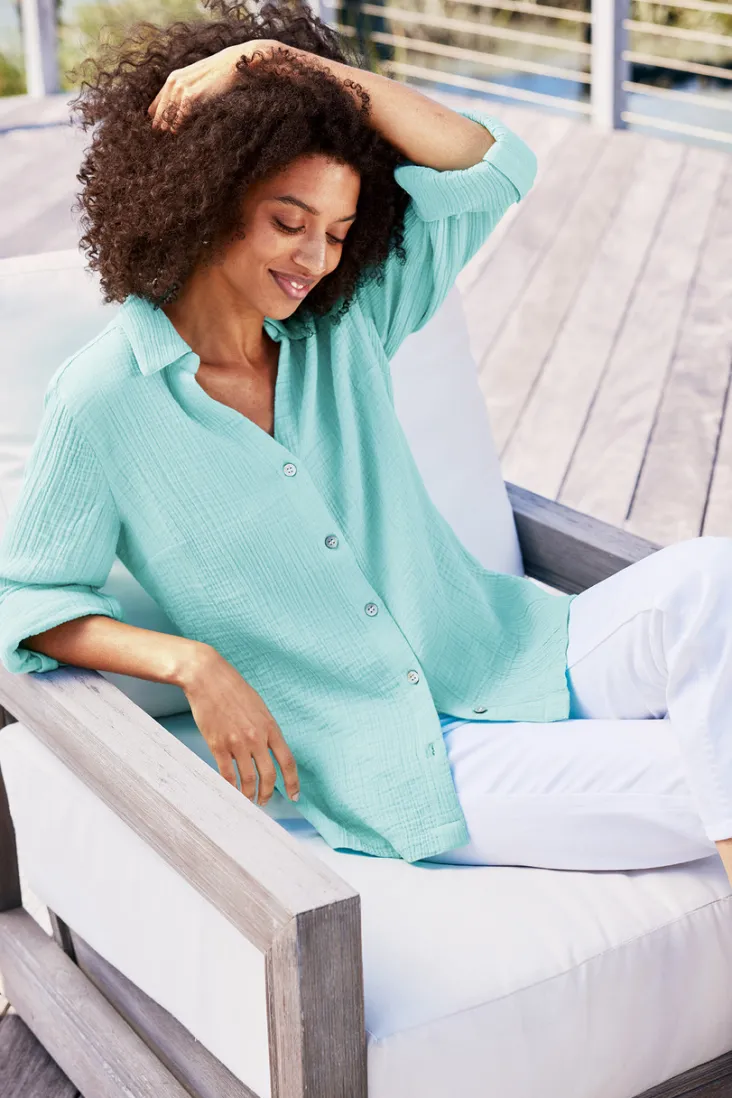 Hot Soft Surroundings Addison Gauze Big Shirt