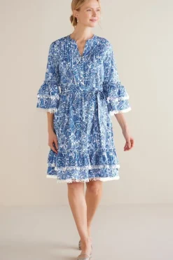 Sale Soft Surroundings Adeline Short Dress SpringPaisleyChambray
