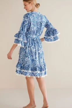 Sale Soft Surroundings Adeline Short Dress SpringPaisleyChambray