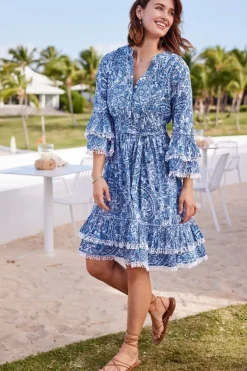 Sale Soft Surroundings Adeline Short Dress SpringPaisleyChambray