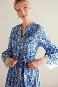 Sale Soft Surroundings Adeline Short Dress SpringPaisleyChambray