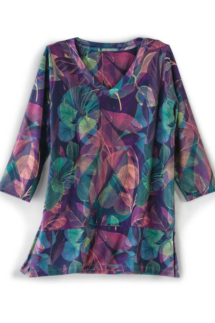 Hot Soft Surroundings Alila 3/4 Sleeve Tunic WarmIrisMulti