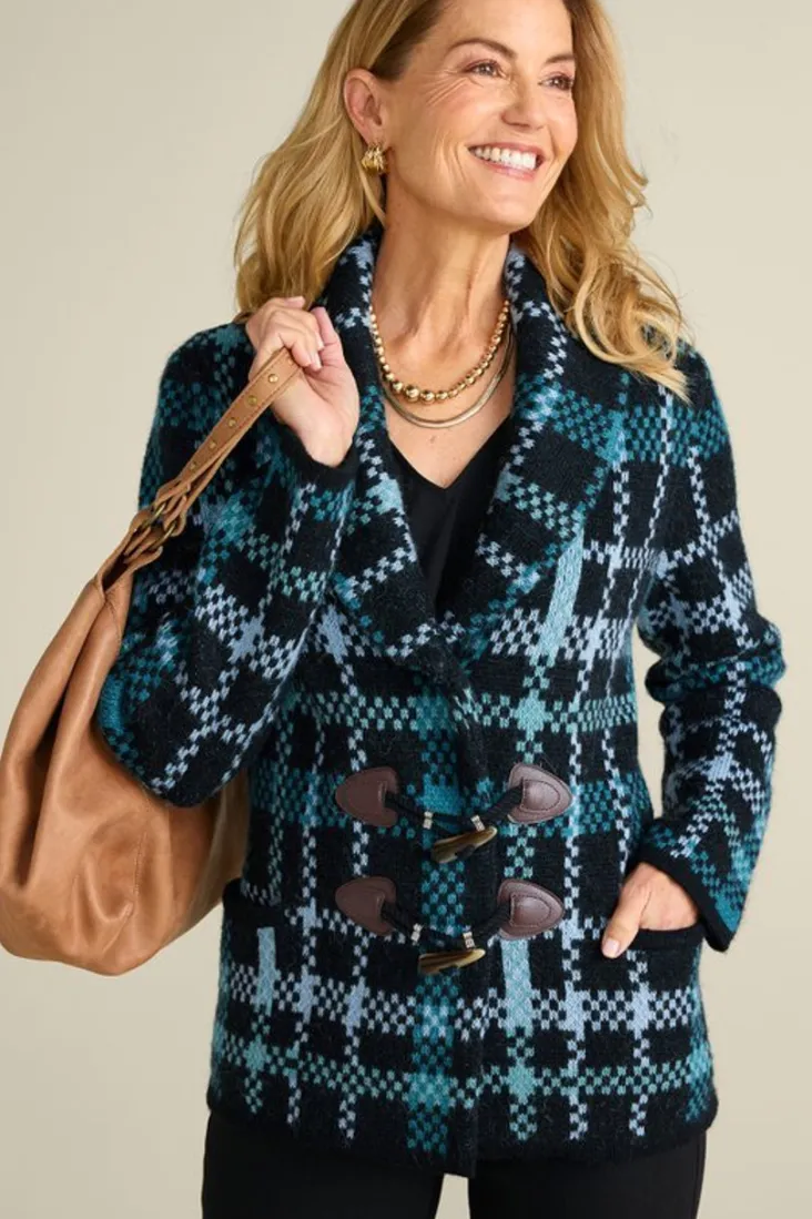 Best Soft Surroundings Alpine Plaid Sweater Coat NaturallyFallPlaid