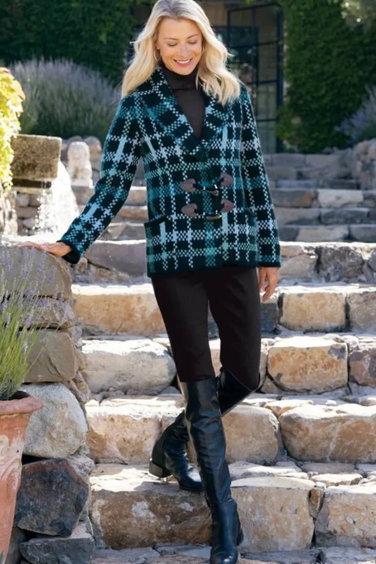 Best Soft Surroundings Alpine Plaid Sweater Coat NaturallyFallPlaid
