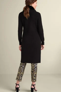 Online Soft Surroundings Amalie Faux Fur Collar Ribbed Cardigan Black