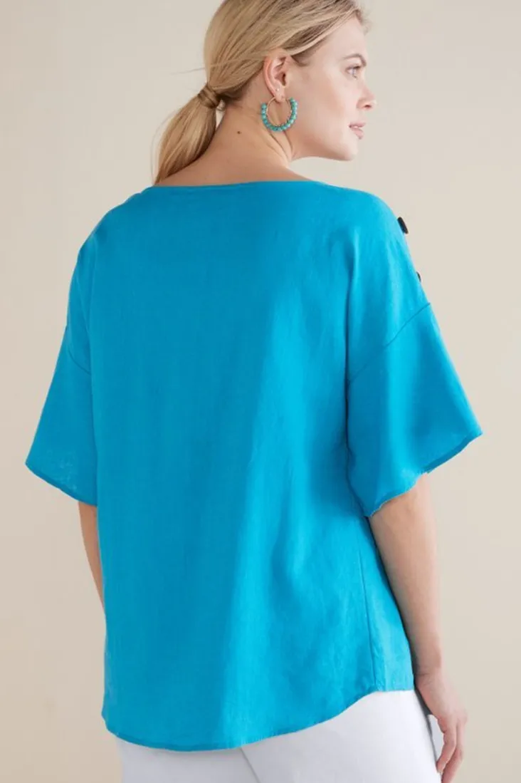 New Soft Surroundings Andrea Linen Blend Pullover