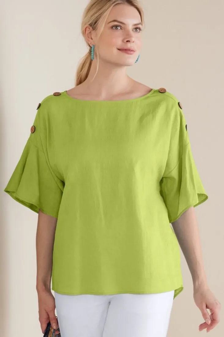 New Soft Surroundings Andrea Linen Blend Pullover