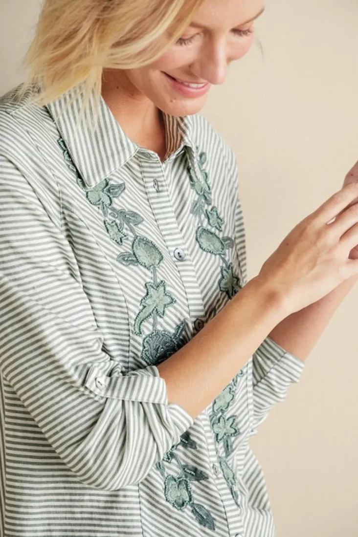 Sale Soft Surroundings Anisa Tunic GreenMilieuStripe