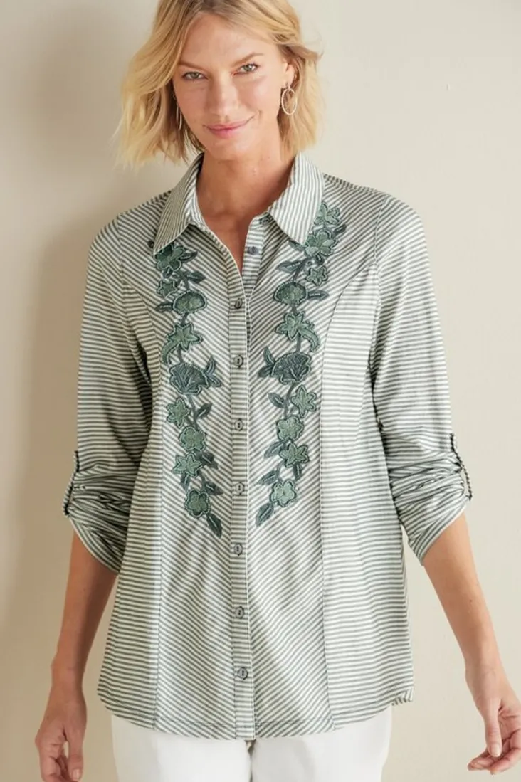 Sale Soft Surroundings Anisa Tunic GreenMilieuStripe