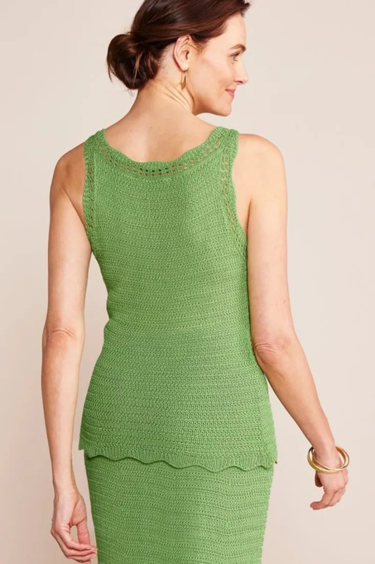 Online Soft Surroundings April Crochet Sweater Tank PiquantGreen