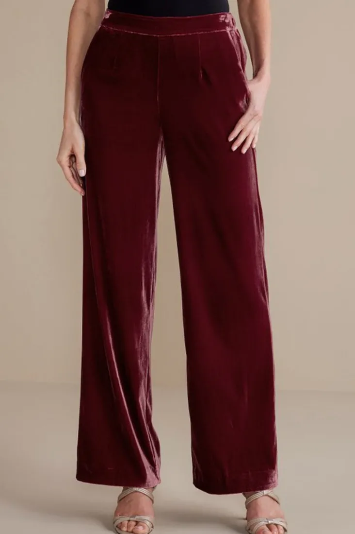 New Soft Surroundings Aria Velvet Wide Leg Pants
