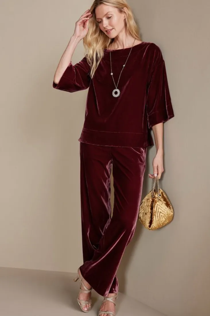 New Soft Surroundings Aria Velvet Wide Leg Pants