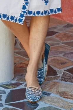 Clearance Soft Surroundings Arizona Stripe Wedge Slide Blue