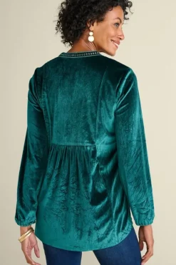 Sale Soft Surroundings Ashanti Embellished Velvet Tunic JuneBug