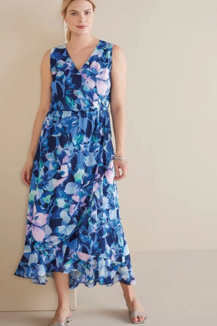 New Soft Surroundings Ashlyn Maxi Dress PurpleFloral