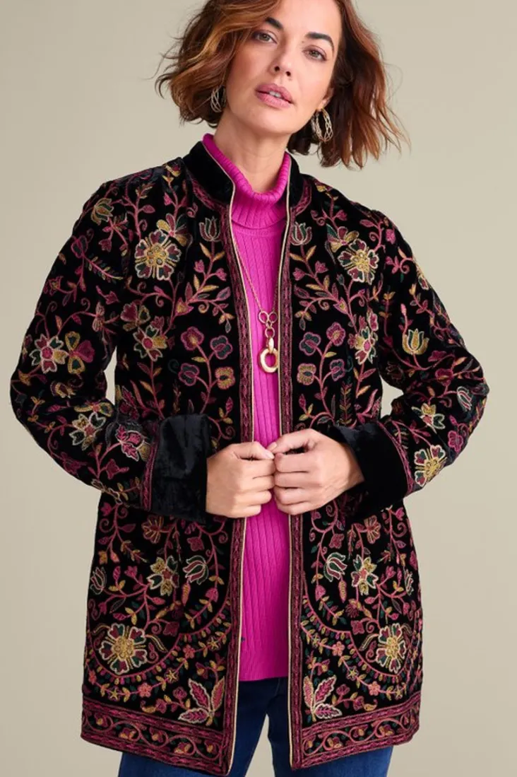 Hot Soft Surroundings Astrid Velvet Jacket Black