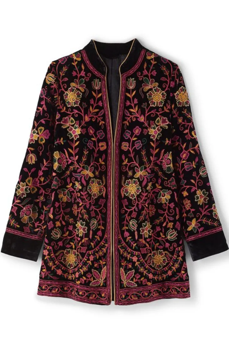 Hot Soft Surroundings Astrid Velvet Jacket Black
