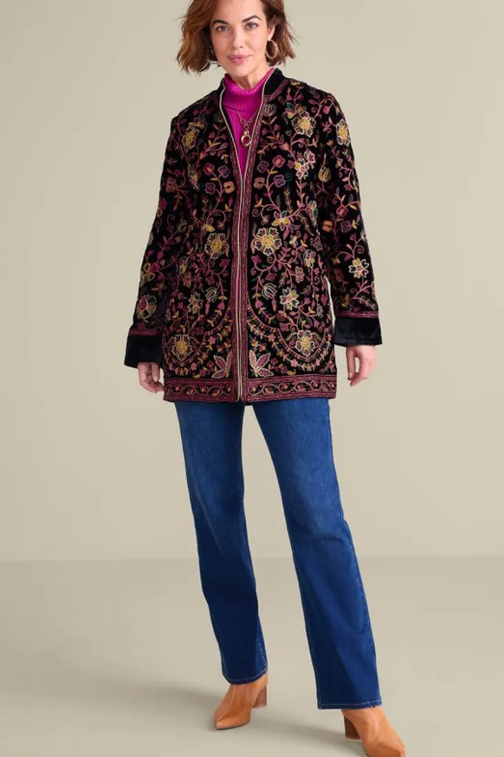 Hot Soft Surroundings Astrid Velvet Jacket Black