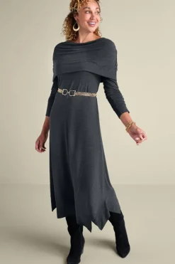 Hot Soft Surroundings B'call Knit Midi Dress CharcoalHeather