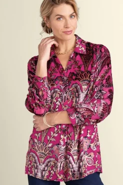 Sale Soft Surroundings Bellarosa Velvet Tunic PinkScarfBurnout