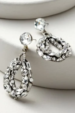 Hot Soft Surroundings Belle Crystal Earrings Silver