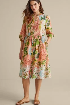 Outlet Soft Surroundings Bellicia Embroidered Midi Dress MultiFloral