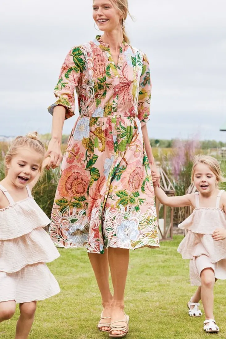 Outlet Soft Surroundings Bellicia Embroidered Midi Dress MultiFloral