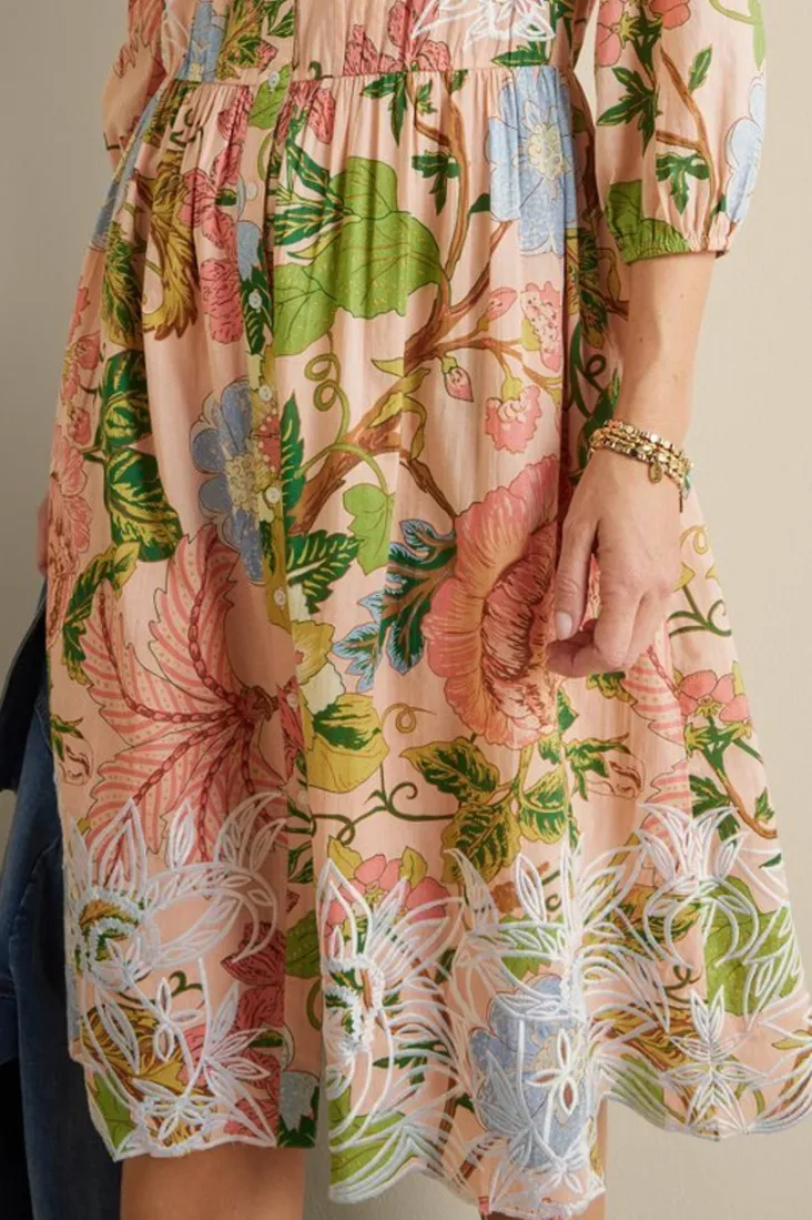 Outlet Soft Surroundings Bellicia Embroidered Midi Dress MultiFloral