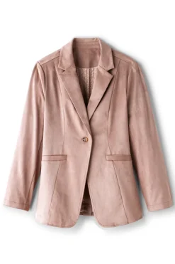 New Soft Surroundings Breck Faux Suede Blazer Stone