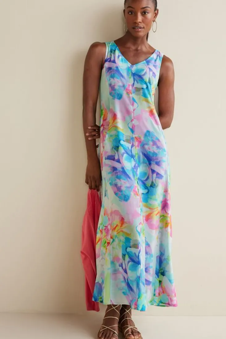Soft Surroundings Brenda Maxi Dress PainterlyMultiFloral