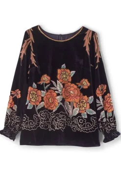 Online Soft Surroundings Brielle Velvet Top BlackMulti