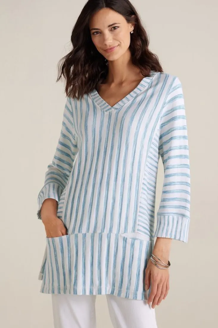 Sale Soft Surroundings Briza Stripe Tunic ChambrayBlue/WhiteStrip