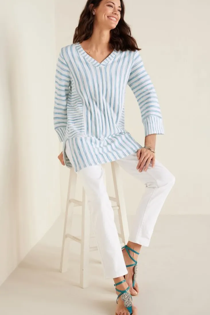Sale Soft Surroundings Briza Stripe Tunic ChambrayBlue/WhiteStrip