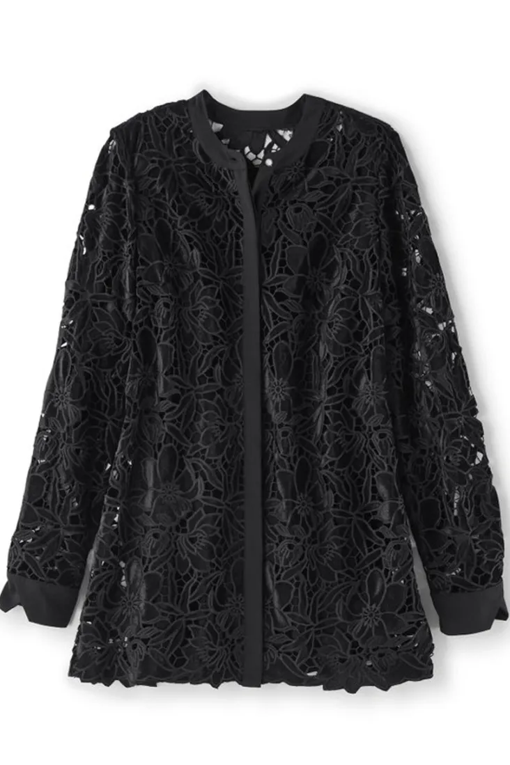Best Soft Surroundings Candace Velvet Lace Tunic Black