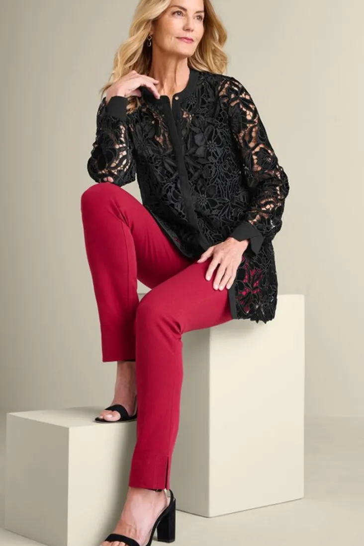 Best Soft Surroundings Candace Velvet Lace Tunic Black