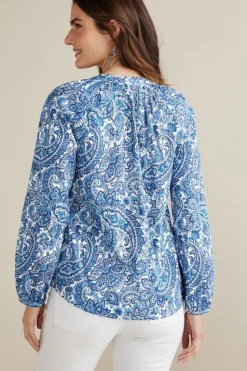 Discount Soft Surroundings Celia Top SpringPaisleyChambray