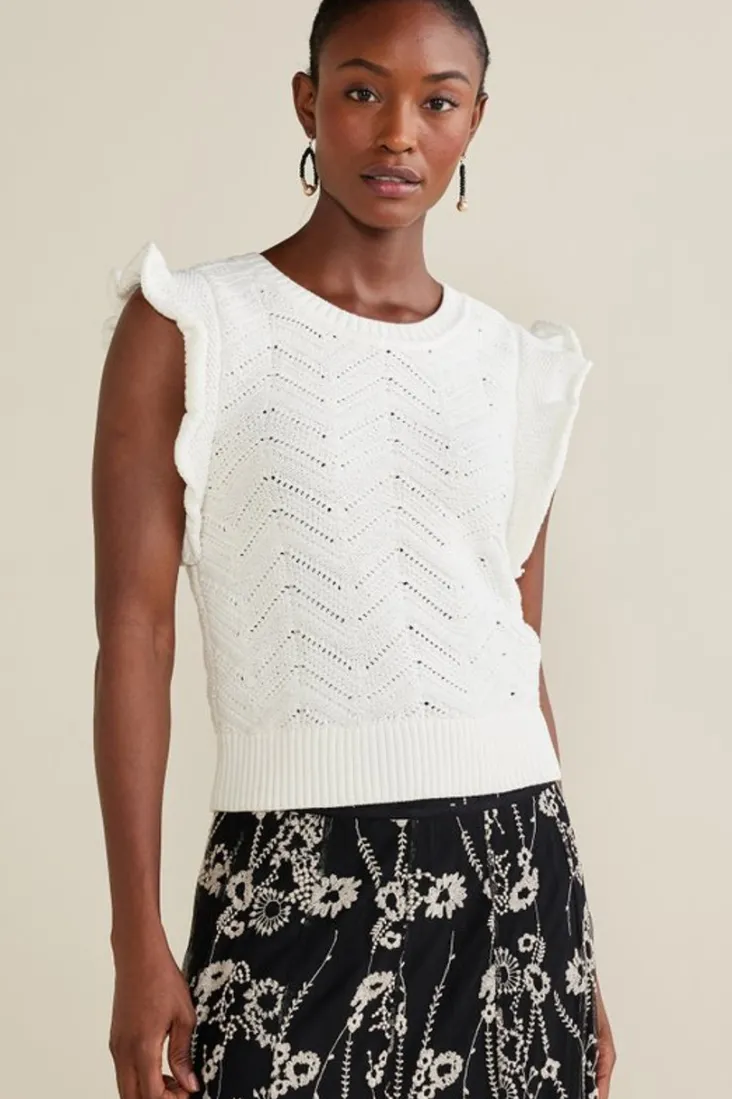 New Soft Surroundings Celina Flutter Sleeve Sweater IvoryPearl