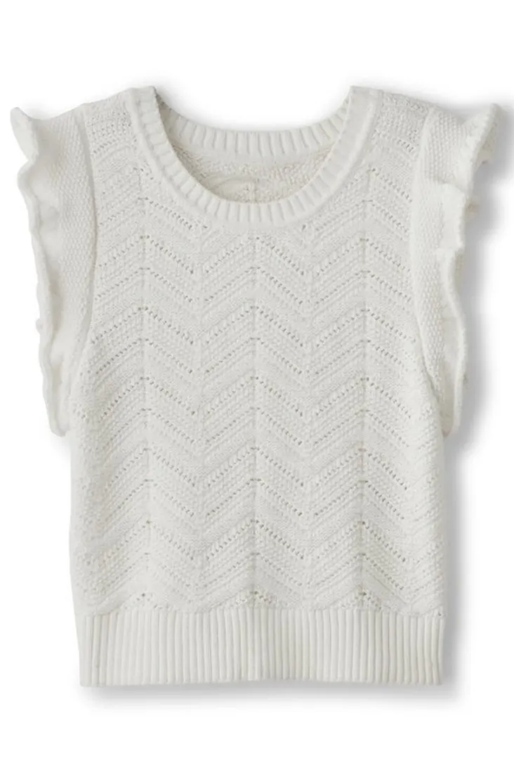 New Soft Surroundings Celina Flutter Sleeve Sweater IvoryPearl