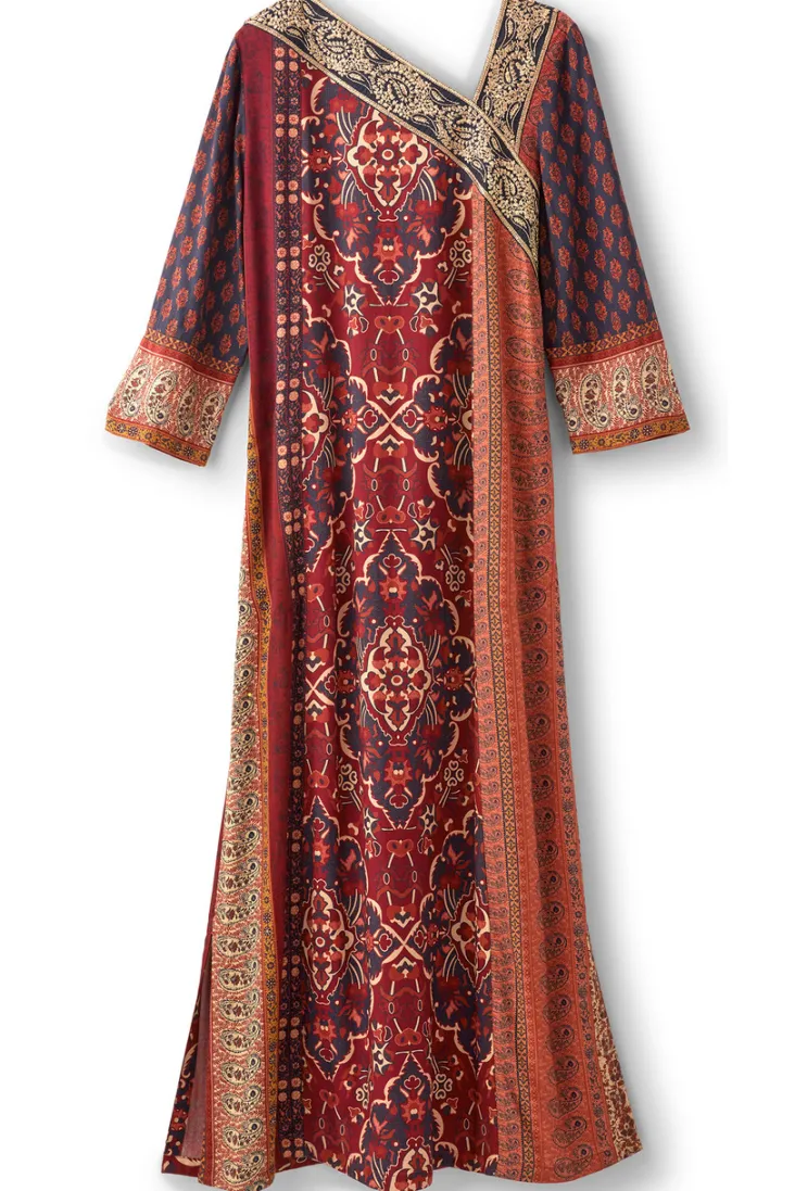 Soft Surroundings Cindra Maxi Dress AutumnalPatchwork