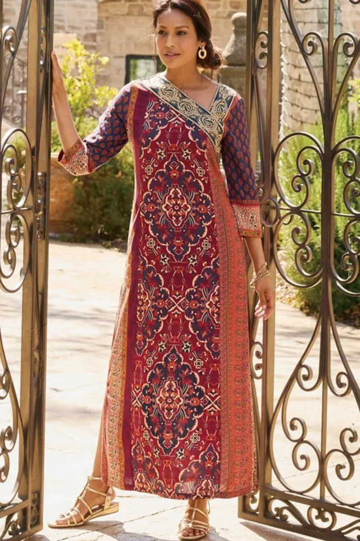 Soft Surroundings Cindra Maxi Dress AutumnalPatchwork