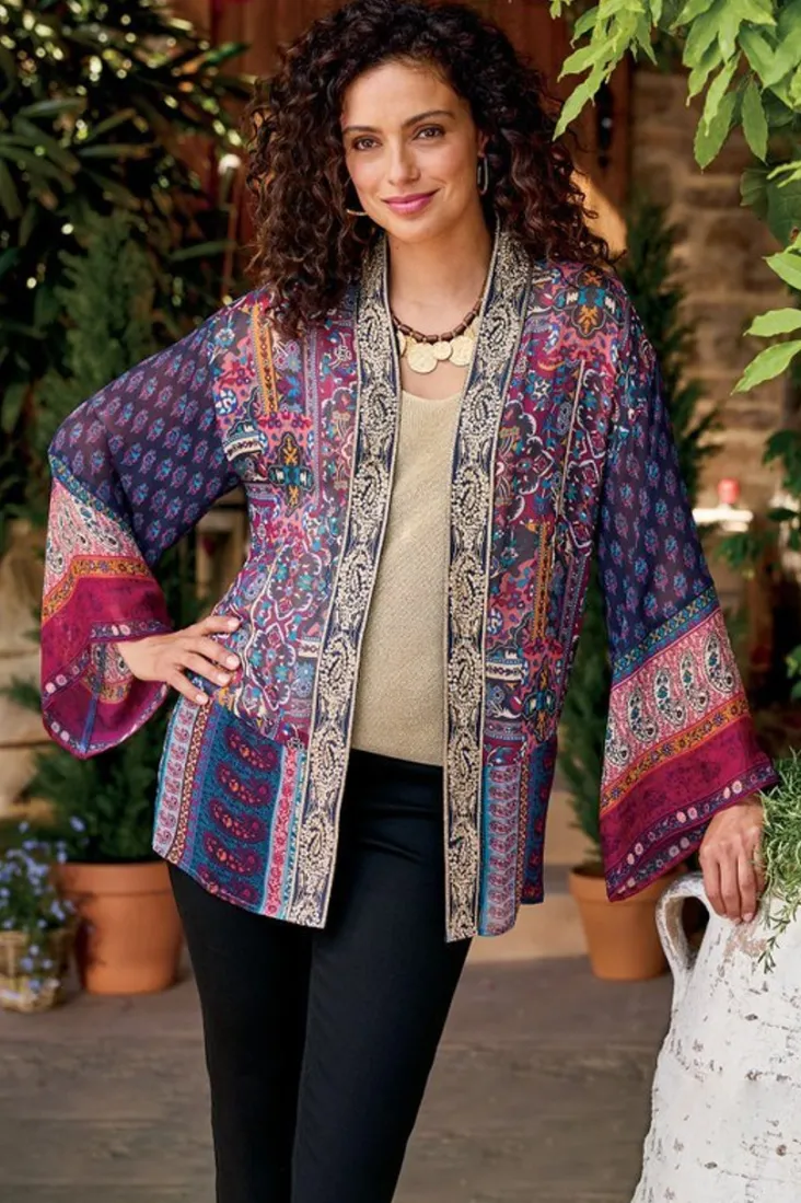 Soft Surroundings Cindra Topper AutumnalPatchworkMulti