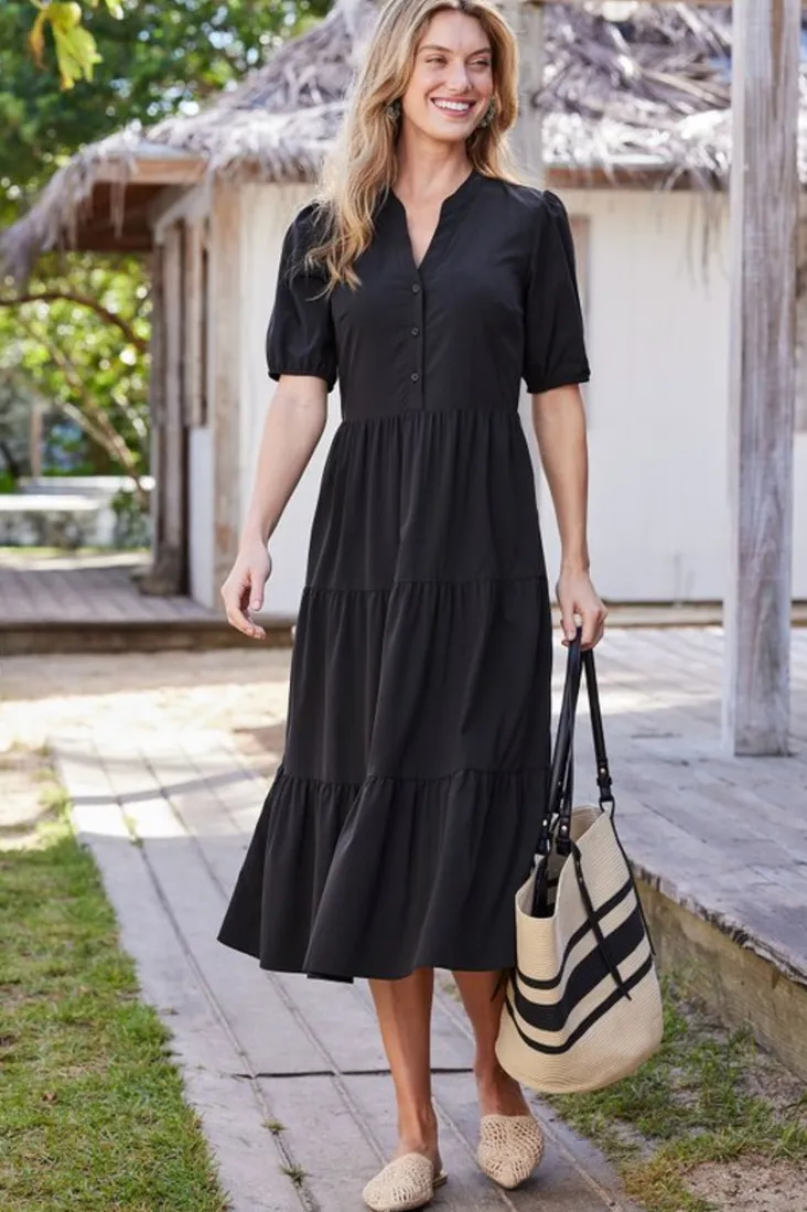 Soft Surroundings Claudia Midi Dress Black