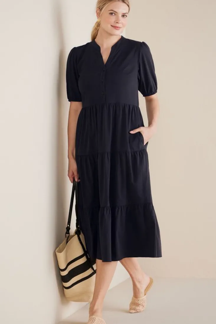 Soft Surroundings Claudia Midi Dress Black