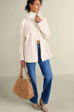 Outlet Soft Surroundings Cozy Boyfriend Shirt SoftTaupeHeather