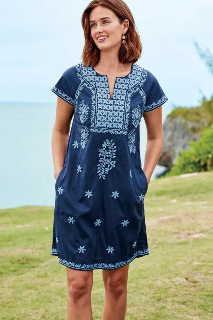 Soft Surroundings Davina Short Dress Navy