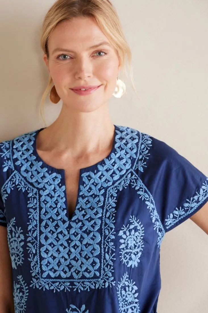 Soft Surroundings Davina Short Dress Navy