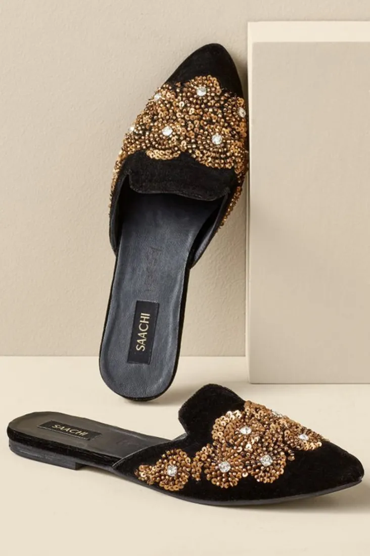 Best Soft Surroundings Delilah Embellished Slide Black/Gold