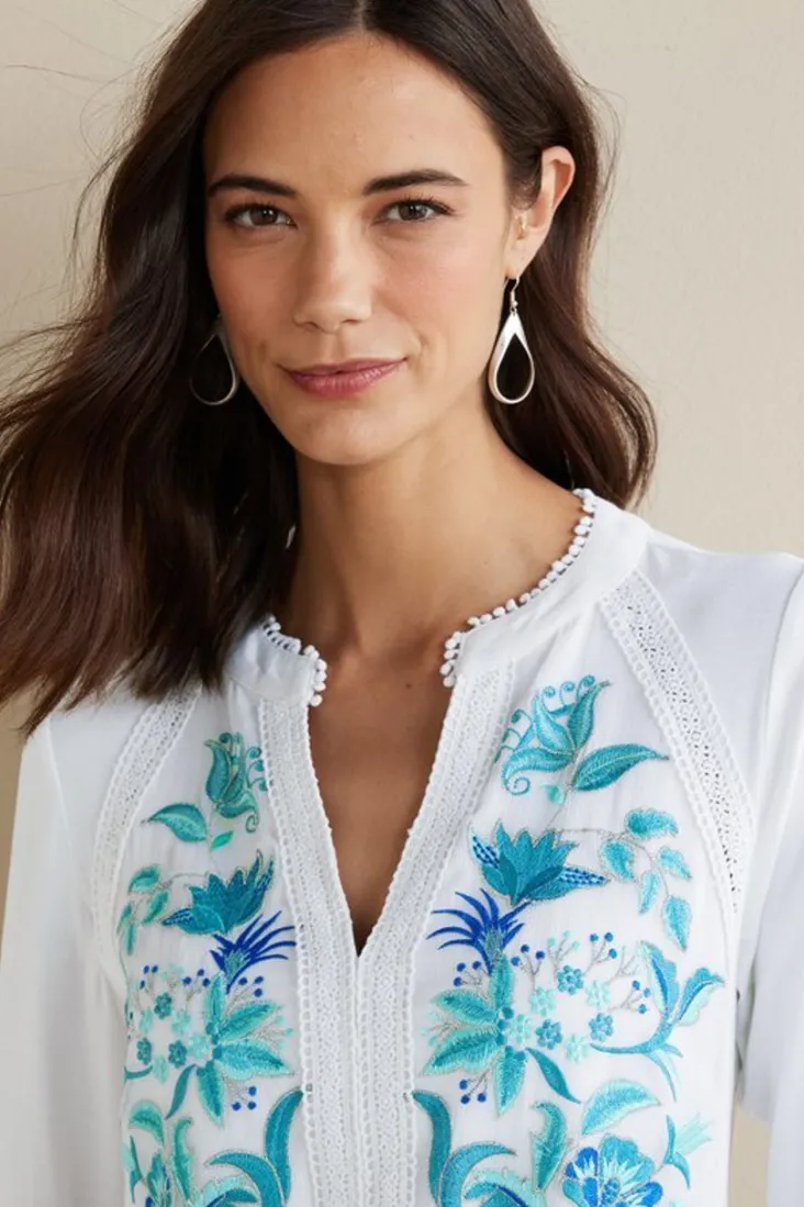 Online Soft Surroundings Delsie Embroidered Top