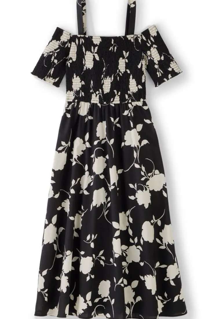 New Soft Surroundings Divani Dress BlackWhiteFloral
