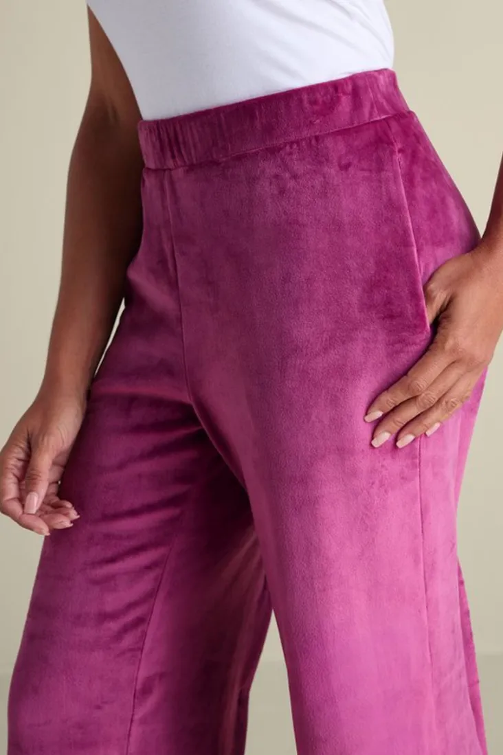 Sale Soft Surroundings Dixie Velour Wide Leg Pants Boysenberry
